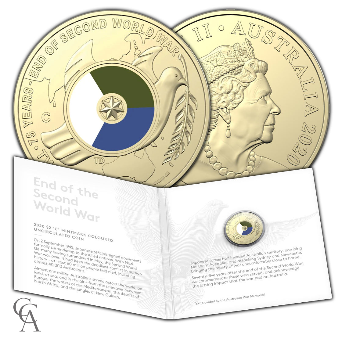 2020 Coloured $2 'C' Mintmark 75th Anniversary of the End of WWII $2 C