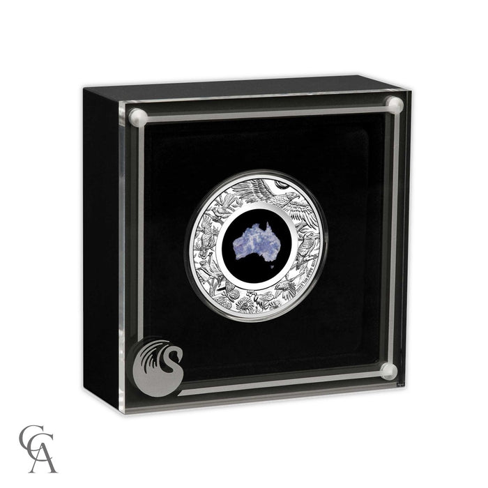 2022 Great Southern Land $1 1oz Silver Proof Blue Lepidolite Coin