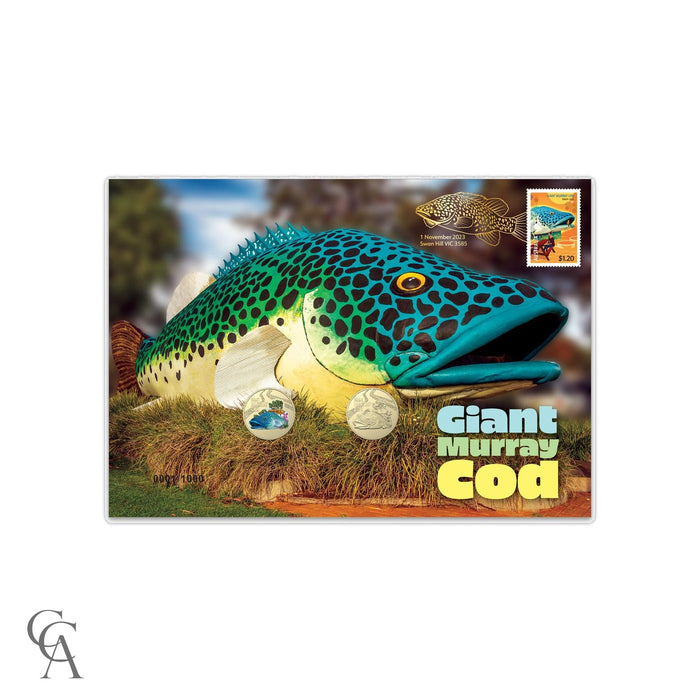 2023 $1 Giant Murray Cod Coloured 2 Coin Limited Edition Postal Numismatic Cover PNC