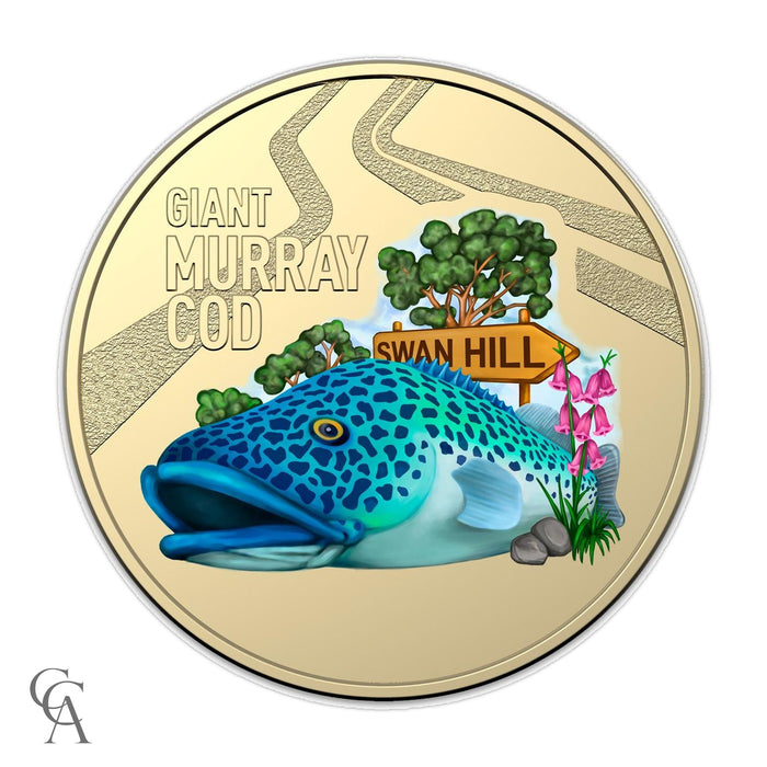 2023 $1 Giant Murray Cod Coloured 2 Coin Limited Edition Postal Numismatic Cover PNC