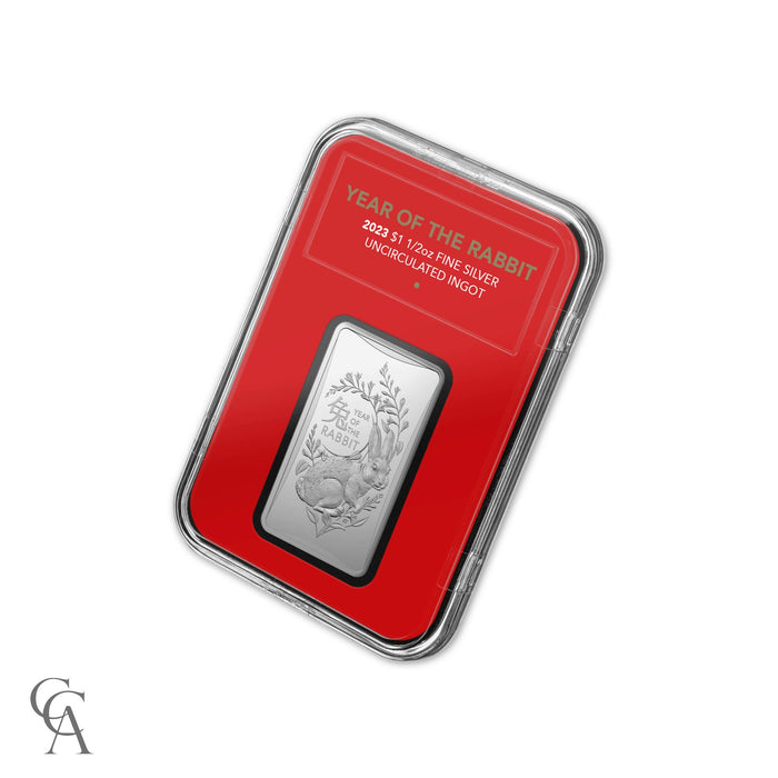 2023 Year of the Rabbit $1 1/2oz Fine Silver Frosted Uncirculated Ingot