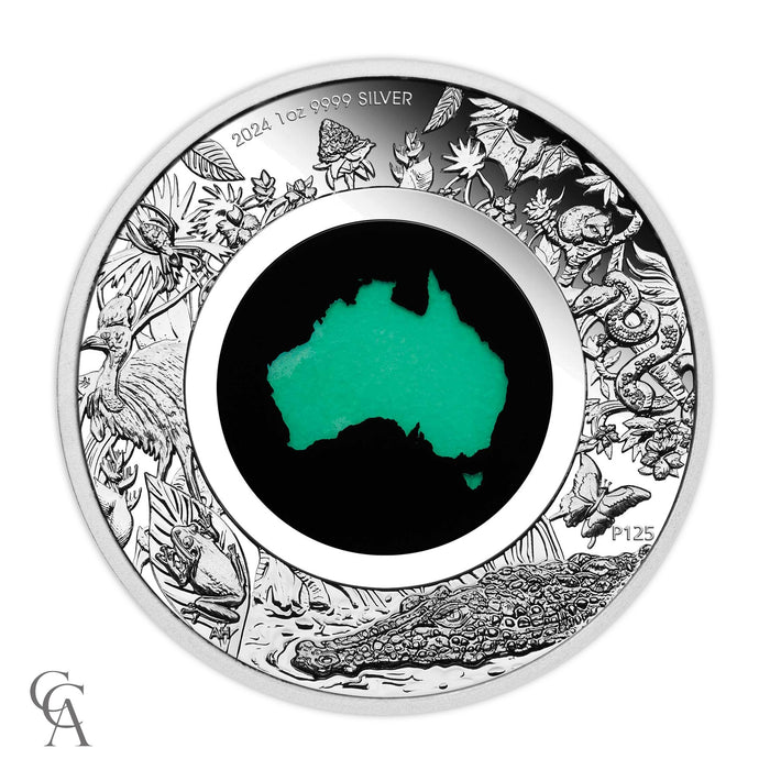 2024 Great Southern Land $1 1oz Silver Proof Chrysoprase Coin