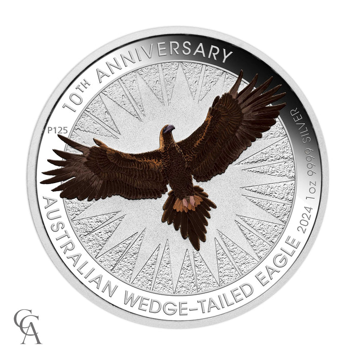 2024 Australian Wedge-Tailed Eagle 10th Anniversary $1 1oz Silver Coloured Coin