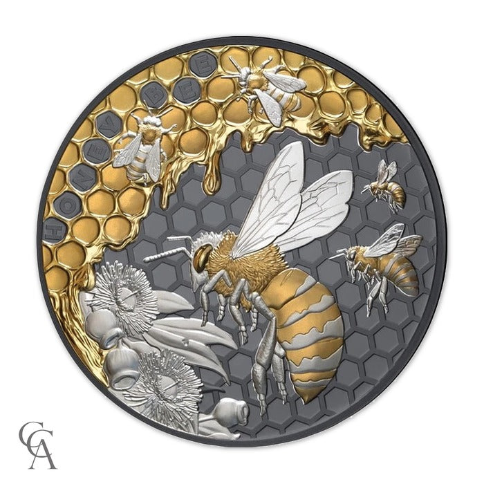 2025 Honey Bee $1 1oz Gold Plated Silver Black Proof Coin