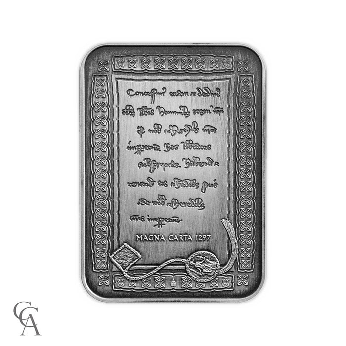 2015 800th Anniversary of Magna Carta $5 1oz Fine Silver Antique Rectangle Coin