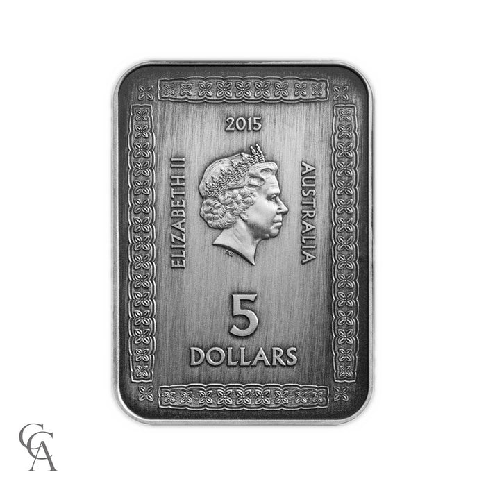 2015 800th Anniversary of Magna Carta $5 1oz Fine Silver Antique Rectangle Coin