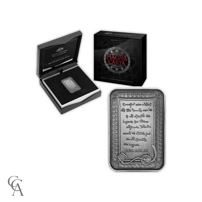 2015 800th Anniversary of Magna Carta $5 1oz Fine Silver Antique Rectangle Coin