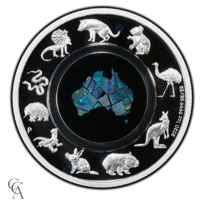 PCGS PR70DCAM 2020 Great Southern Land $1 1oz Silver Proof Opal Coin